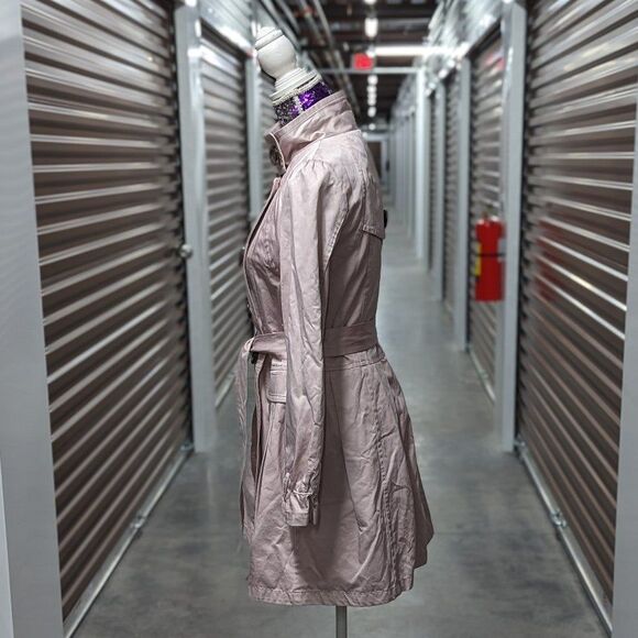 Vintage 7th Street NY Pink Size 4 Women's Trench Jacket Coat with Belt - Picture 3 of 11